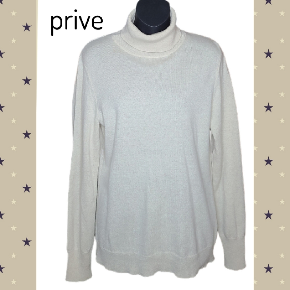 PRIVE 100% CASHMERE  TURTLENECK SWEATER SIZE L